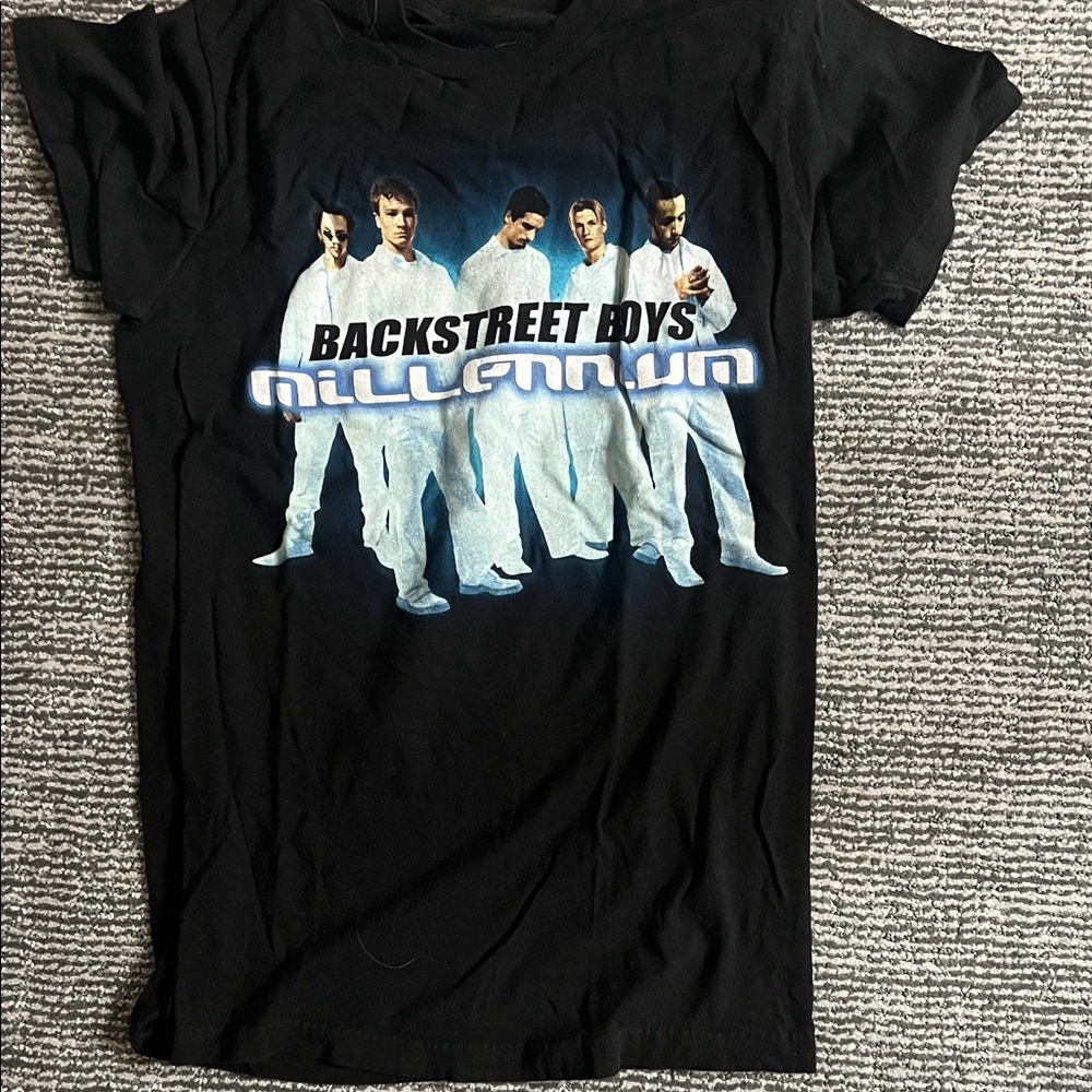 Black Graphic Tee with Band Design